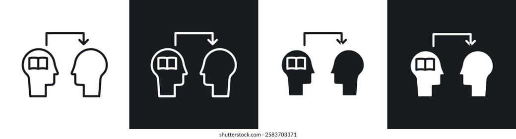 Share thoughts icons collection in black and white filled and line versions
