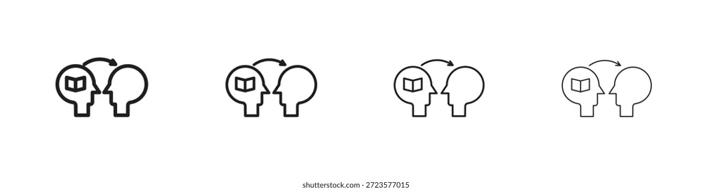 Iconos de pensamientos de Compartir diseñados en estilo de contorno, línea y trazo