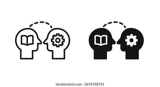 Iconos de los pensamientos de Compartir fijados en colores negros sobre fondo blanco