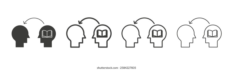 Share thoughts icons set. Liner outlined and flat black color