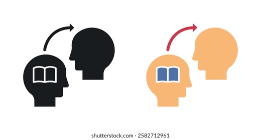 Share thoughts icons set vectors black and colored style