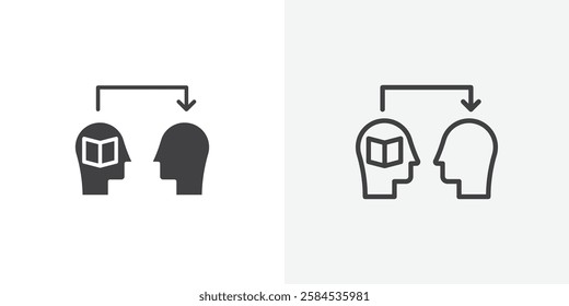 Share thoughts icons vectors illustrations in black fill and liner versions