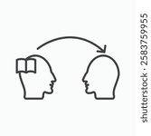 Share thoughts vector icon isolated in black line