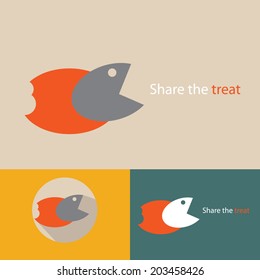 'Share the Treat', conceptual food sharing icon vector.