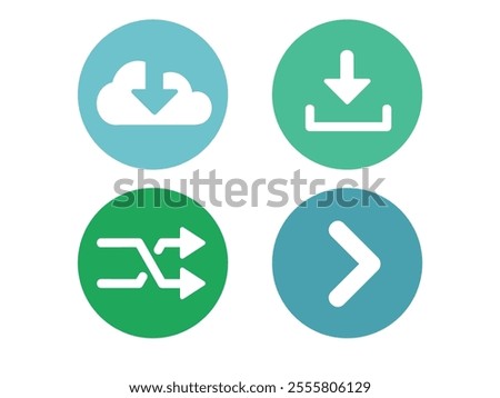 Share, Upload and Download line icon set. Collection of outlined save to device, send, sign in, sign out, up and down arrow icons in filled background for web and mobile apps.