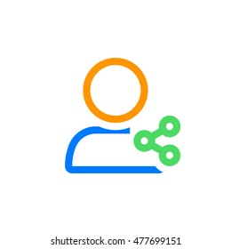 Share user line icon, outline vector logo illustration, linear colorful pictogram isolated on white