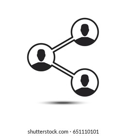 Share user vector network icon isolated on white background