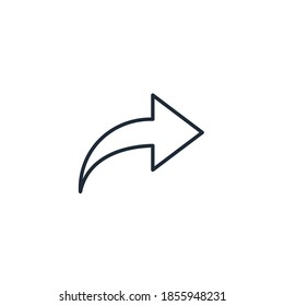 Icono de vector compartido, símbolo de flecha. Ilustración de línea simple para aplicaciones web o móviles.