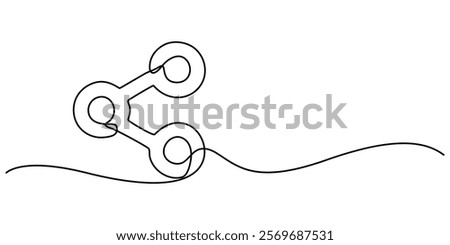 share vector icon. Arrow symbol. button connection illustration sign collection, share icon continuous one line drawing, Share Link Button for Social Media Line and Silhouette Icon. Arrows Symbol. 