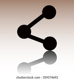 Share vector icon. Black vector illustration with reflection.