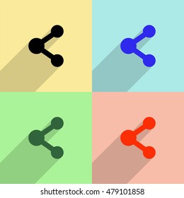 Share vector icon - colored set with  long shadow