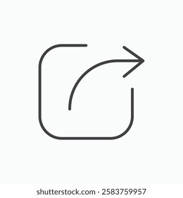 Share vector icon isolated in black line