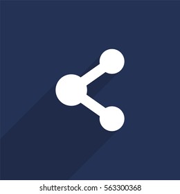 Share vector icon with long shadow isolated on  blue