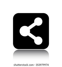 share vector icon on black button with reflection