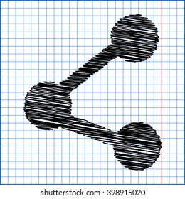 Share vector icon with pen effect on paper