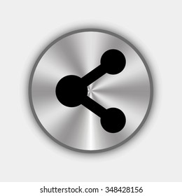 share vector icon - round metallic button