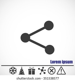 Share vector icon.Bonus icons: snowflake, Christmas tree,gift,molecule,delete icon and Hazard warning attention sign.