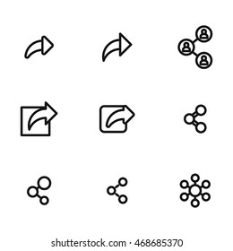 Share vector icons. Simple illustration set of 9 share elements, editable icons, can be used in logo, UI and web design
