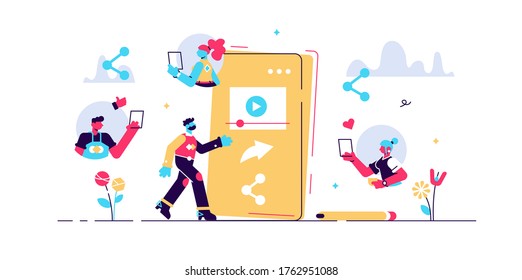 Share vector illustration. Flat tiny network link bonding persons concept. Abstract social media information cooperation and partnership. Popular website users community information collection symbol.