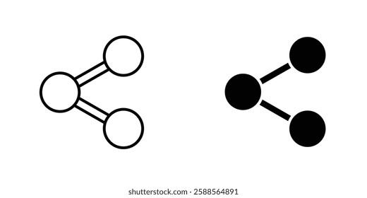 Share vectors icons set in filled and strokes on white background