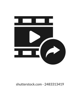 Teilen Video Symbol flacher Stil isoliert auf weißem Hintergrund. Vektorillustration