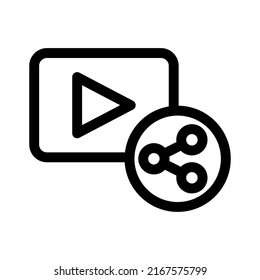 icono de vídeo compartido o logotipo símbolo de signo aislado ilustración vectorial - iconos vectoriales de estilo negro de alta calidad

