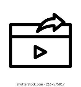 icono de vídeo compartido o logotipo símbolo de signo aislado ilustración vectorial - iconos vectoriales de estilo negro de alta calidad
