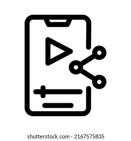 icono de vídeo compartido o logotipo símbolo de signo aislado ilustración vectorial - iconos vectoriales de estilo negro de alta calidad
