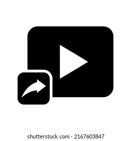 icono de vídeo compartido o logotipo símbolo de signo aislado ilustración vectorial - iconos vectoriales de estilo negro de alta calidad
