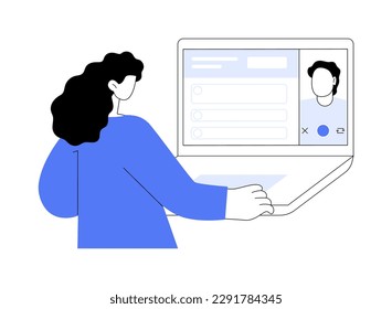 Share videos abstract concept vector illustration. Group of people sharing video via online teaching app, virtual classrooms, video conferencing, data visualizations abstract metaphor.