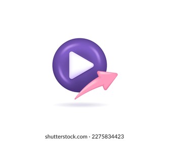 Share videos or forward videos. screen sharing. symbols or icons. 3d and realistic concept design. vector elements. white background