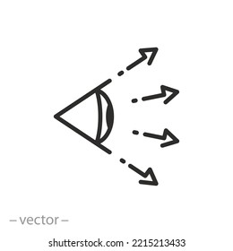 share vision icon, look future, perspective distribution, view, thin line symbol on white background - editable stroke vector illustration eps10