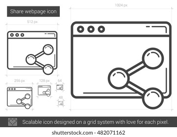 Teilen Sie Webseiten-Vektorgrafik-Symbol einzeln auf weißem Hintergrund. Teilen Sie das Symbol der Website für Infografik, Website oder App. Skalierbares Symbol, das auf einem Gittersystem entworfen wurde.