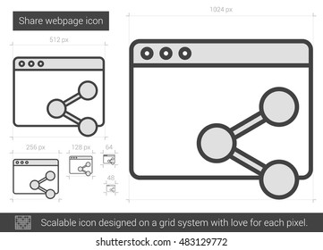 Share webpage vector line icon isolated on white background. Share webpage line icon for infographic, website or app. Scalable icon designed on a grid system.