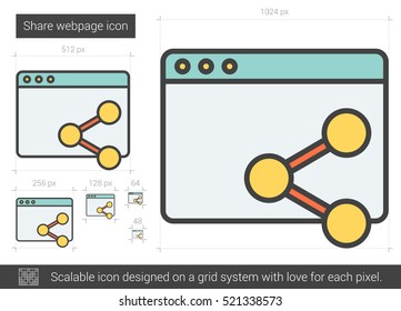 Share webpage vector line icon isolated on white background. Share webpage line icon for infographic, website or app. Scalable icon designed on a grid system.