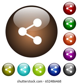Share white icons on round color glass buttons