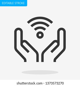 Share Wireless Hands Icon Editable Stroke Pixel Perfect Vector