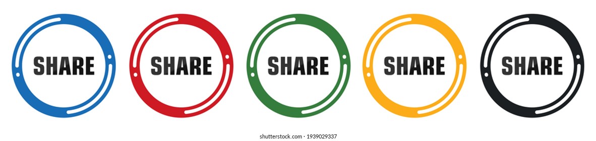 Juego de iconos de palabra compartida. ilustración vectorial de diseño plano en 5 colores opciones de diseño web