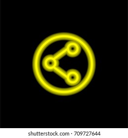Share yellow glowing neon ui ux icon. Glowing sign logo vector