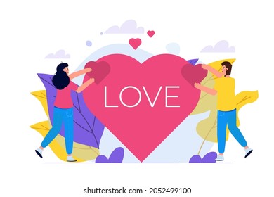 Share your love concept. Donate, giving money and love. Vector illustration.