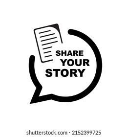 share your story on white background