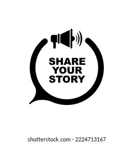 share your story on white background