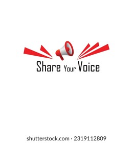 Share Your Voice sign on white background