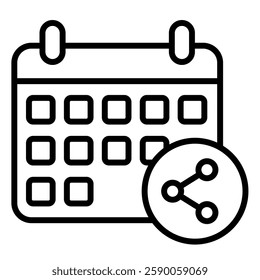 Shared Calendar icon line vector illustration