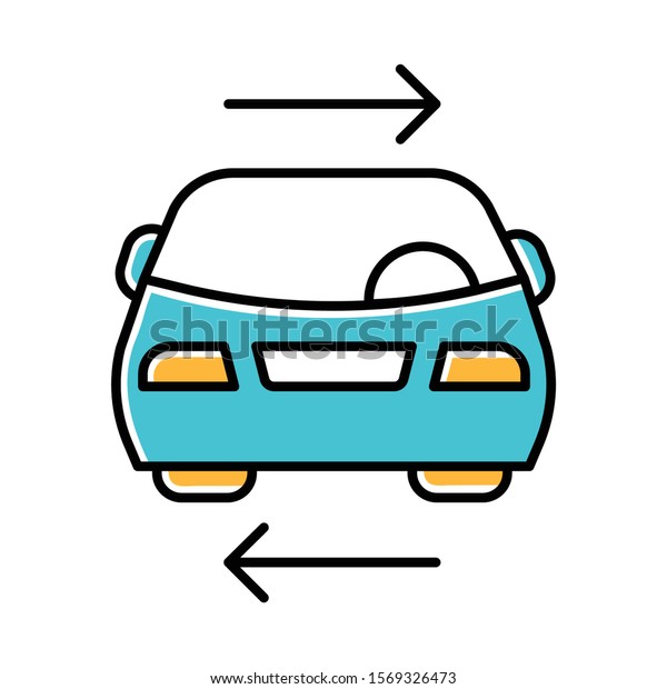 Shared\
car service blue color icon. Vehicle for rent. Carpooling. Ride\
sharing. Carshare. Lift sharing. Shared mobility. Road transport.\
Driver work. Parking. Isolated vector\
illustration