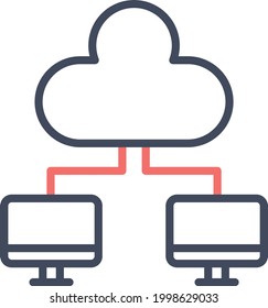 Shared, cloud, system, network icon vector image. Can also be used for network  data sharing. Suitable for use on web apps, mobile apps and print media.
