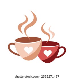 Shared cup of coffee with steam vector illustration