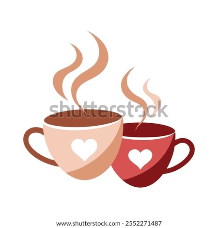 Shared cup of coffee with steam vector illustration