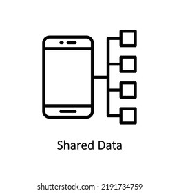 Shared Data vector Outline Icon Design illustration on White background. EPS 10 File