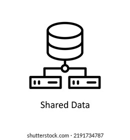 Shared Data  vector Outline Icon Design illustration on White background. EPS 10 File